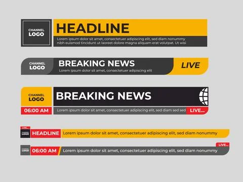 Modern News lower third design yellow and black Stock Illustration