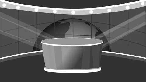 Modern news studio background with globe and podium animation 動画素材 325244042