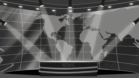 Modern news studio background with world map animation Stock Footage 327014334