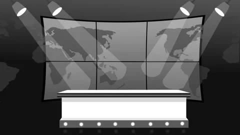 Modern news studio background with world map display animation Stock Footage 327017447