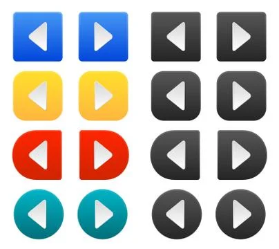 Modern next and previous arrow set - different shapes Stock Illustration