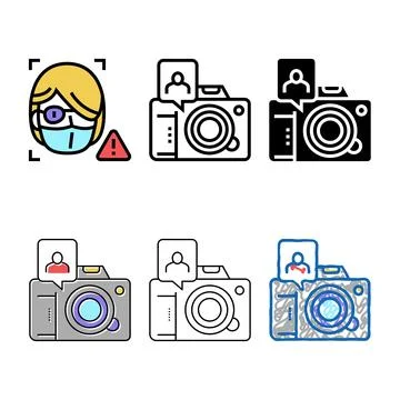 Modern non-recognition face id because of eye patch and facial mask color i.. Stock Illustration