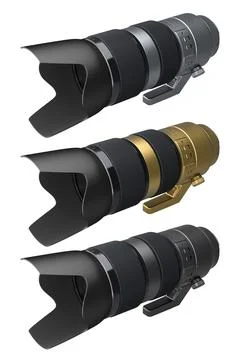 Modern nonexistent DSLR macro camera lens on white background 스톡 일러스트