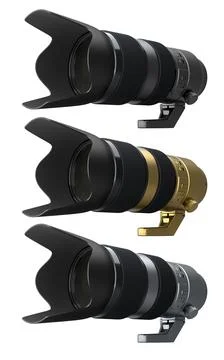 Modern nonexistent DSLR macro camera lens on white background 스톡 일러스트
