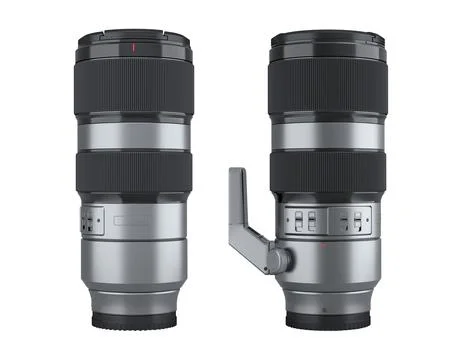 Modern nonexistent DSLR macro camera lens on white background 스톡 일러스트