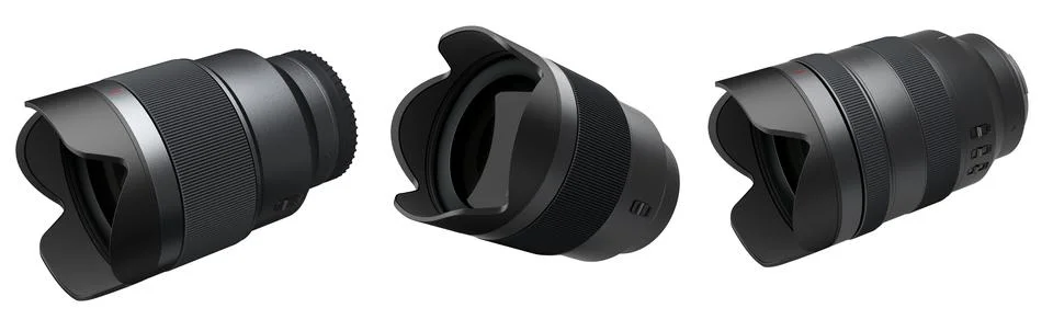 Modern nonexistent DSLR macro camera lens on white background 스톡 일러스트