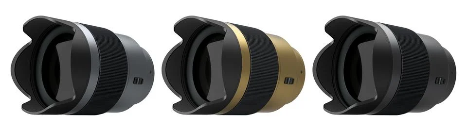 Modern nonexistent DSLR macro camera lens on white background Stock Illustration