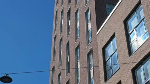 Modern Nordic Architecture. The brick facade of buildings. Stock Footage 198718600