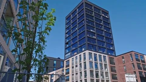 Modern Nordic Architecture. The brick facade of buildings. Stock Footage 198718987
