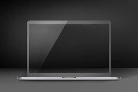 Modern notebook with empty screen. 3d vector mockup Stock Illustration