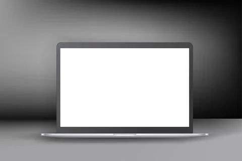 Modern notebook with white screen. 3d vector mockup Illustrazione stock