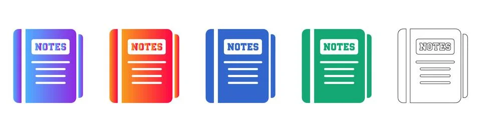 Modern Notes Book Interface Icons Stock Illustration