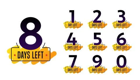 Modern numbers of days left. Perfect for announcement and promotion. Stock Illustration