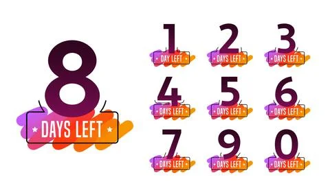 Modern numbers of days left. Perfect for announcement and promotion. Stock Illustration
