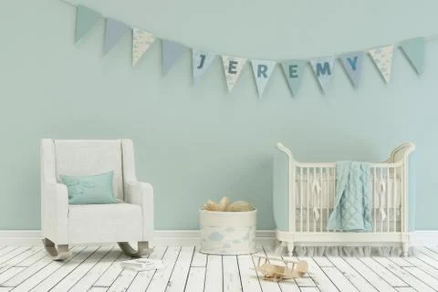 Modern nursery with decorated Flags with name jeremy Stock Illustration