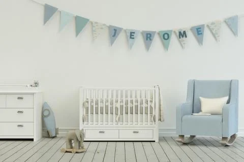 Modern nursery with decorated Flags with name jerome Stock Illustration