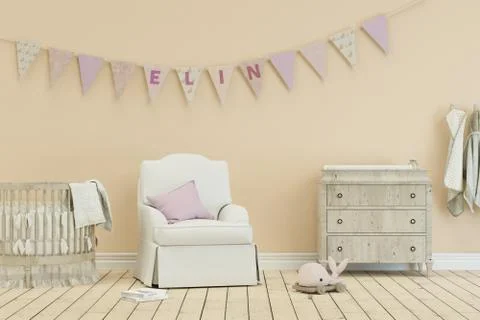 Modern nursery with decorated Flags with name Loelinuis Stock Illustration