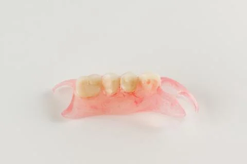 Modern nylon removable dentures Foto stock