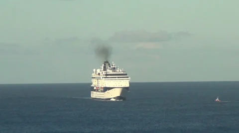 Modern  ocean liner approaching Stock Footage 37550829