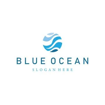 Modern Ocean Wave Logo Design Template for Summer Beach Brands Stockillustratie