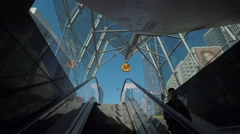 Modern Office Building and Metro Station in Warsaw, Poland Stock Footage 96608053