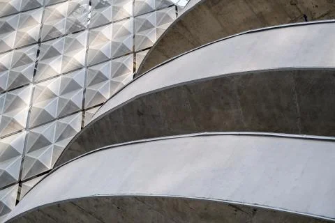 Modern office building with angular / rhombus structure of cells. Reworked Stock Photos