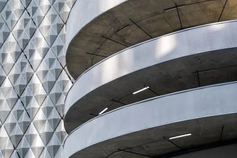 Modern office building with angular / rhombus structure of cells. Reworked Stock Photos