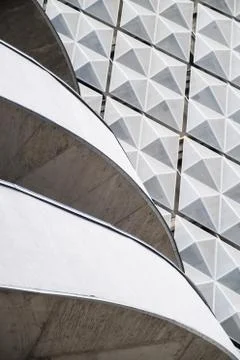 Modern office building with angular / rhombus structure of cells. Reworked Foto stock