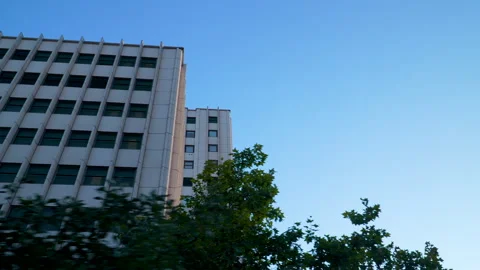 Modern Office Building Architecture In Madrid City Center Under Blue Sky Vídeos de archivo 343886492