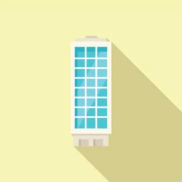 Modern office building with blue windows casting long shadow Illustrazione stock