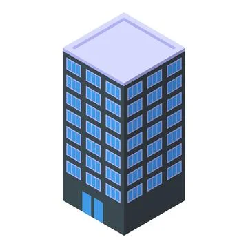 Modern office building with blue windows showing urban growth Ilustración de archivo
