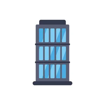 Modern office building with blue windows standing tall in urban landscape Ilustración de archivo