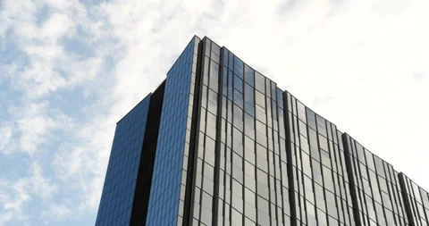 Modern Office Building with Cloud reflections Stock Footage 208124070