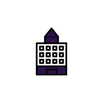 Modern office building icon with window details providing a symbol for busi.. Ilustración de archivo
