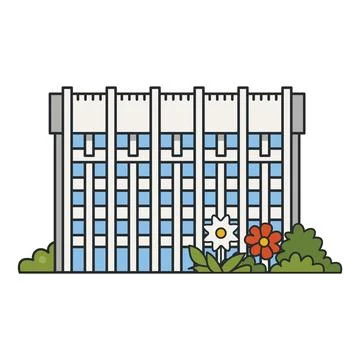 Modern office building isolated on white background. Illustration. Contempo.. Stock Illustration