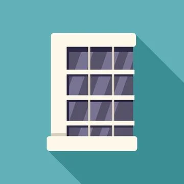 Modern office building with large windows casting long shadow Illustrazione stock
