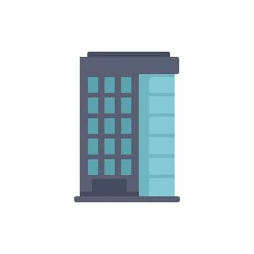 Modern office building with large windows flat vector illustration Ilustración de archivo