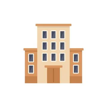 Modern office building with large windows and entrance doors Ilustración de archivo