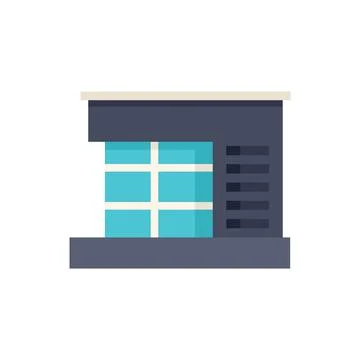 Modern office building with large windows reflecting blue sky Ilustración de archivo