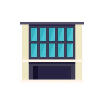 Modern office building with large windows facade showing corporate business Ilustración de archivo