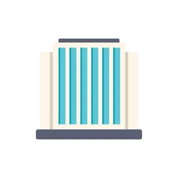 Modern office building with large windows facade icon in flat style illustrat Ilustración de archivo