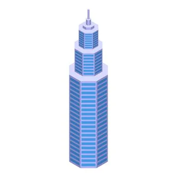 Modern office building reaching for the sky with isometric design Ilustración de archivo