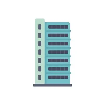 Modern office building reaching for the sky in flat design style Ilustración de archivo