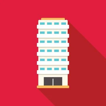 Modern office building standing tall on red background Stock Illustration