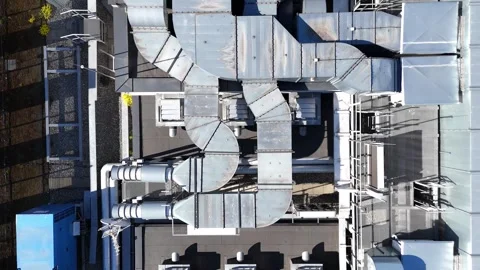 Modern office building ventilation system with interconnected ducts Stock Footage 338178835