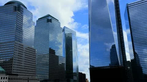 Modern office buildings, Financial District, New York, T/lapse Stock Footage