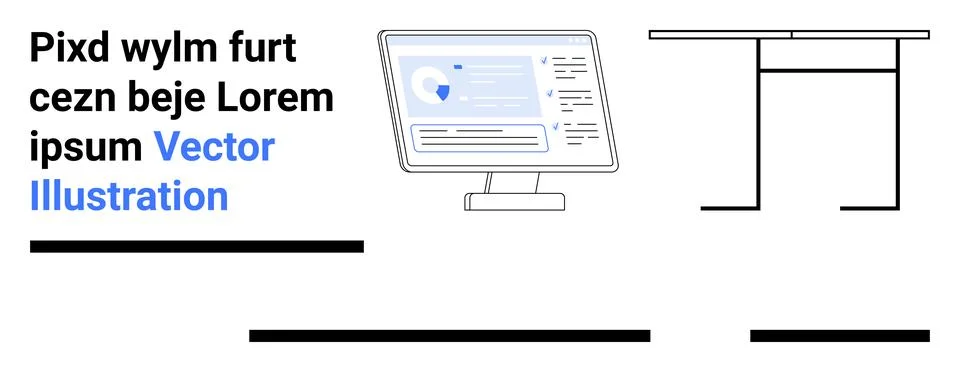Modern Office Desk with Computer Setup for Work and Productivity Themes 스톡 일러스트