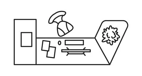 Modern office desk with documents and plant Stock Illustration