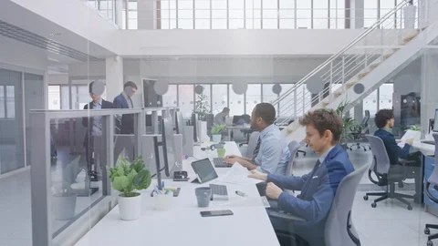 In Modern Office: Diverse Team of Managers and Specialists Work on Computer Stock Footage 106540935