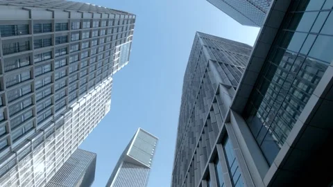 Modern office high rise skyscraper buildings 스톡 동영상 145341671